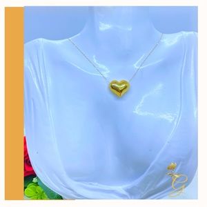 18K Real Gold Heart Necklace (dainty chain? 16-18”